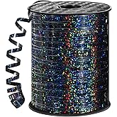 Black Curling Ribbon 1/5 Inch 600 Yards Thin Black Shiny Ribbon Balloon String Ribbons for Gift Wrapping Birthday Balloons Party Decorations