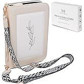Bible Cover Case, Bible Cases for Woman, Standard PU Leather Bible Covers for Women w/Shoulder Strap, Zipper Closure, Ideal for Christian Art Gifts Bible Cover, Cream