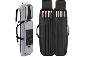 GOBUROUS 4x5 Pool Cue Case, Billiard Stick Carrying Case Holds 4 Butts and 5 Shafts, Soft Pool Stick Bag with Large Front Acc