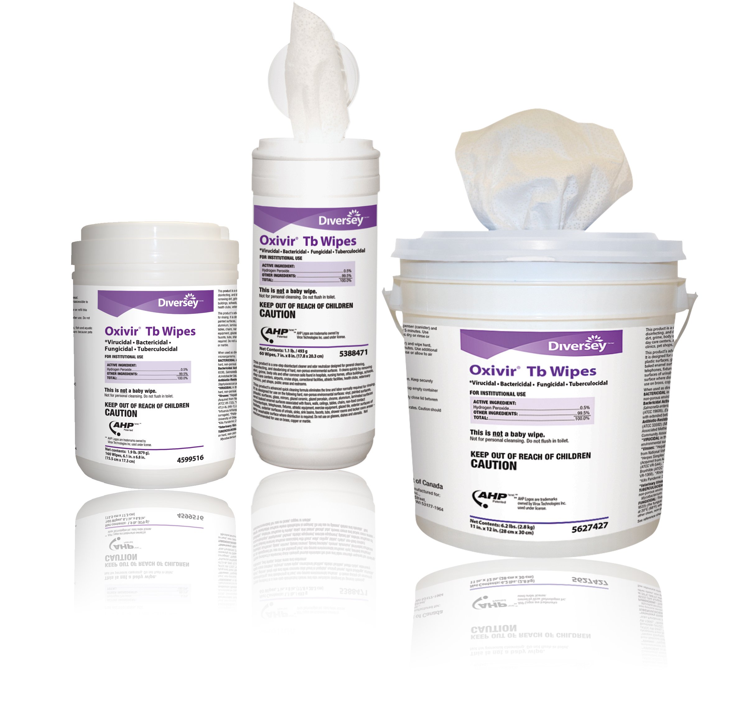 Diversey Oxivir Tb Disinfecting Wipes Value Pack, 7"x 8" Wipe Size, 720