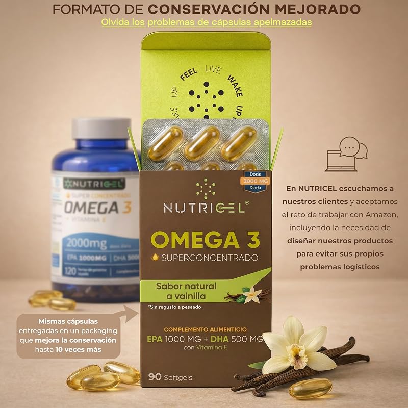Omega 3 Capsulas 2000mg EPA 1000mg DHA 500mg Blíster Vainilla 90 cap — foto 7 de 8