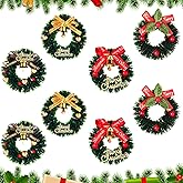 8 Pieces Miniature Christmas Wreath Dollhouse Hanging Wreath Scene Model Small Christmas Garlands for Dollhouse Party Decoration,4 Styles(Natural Style)
