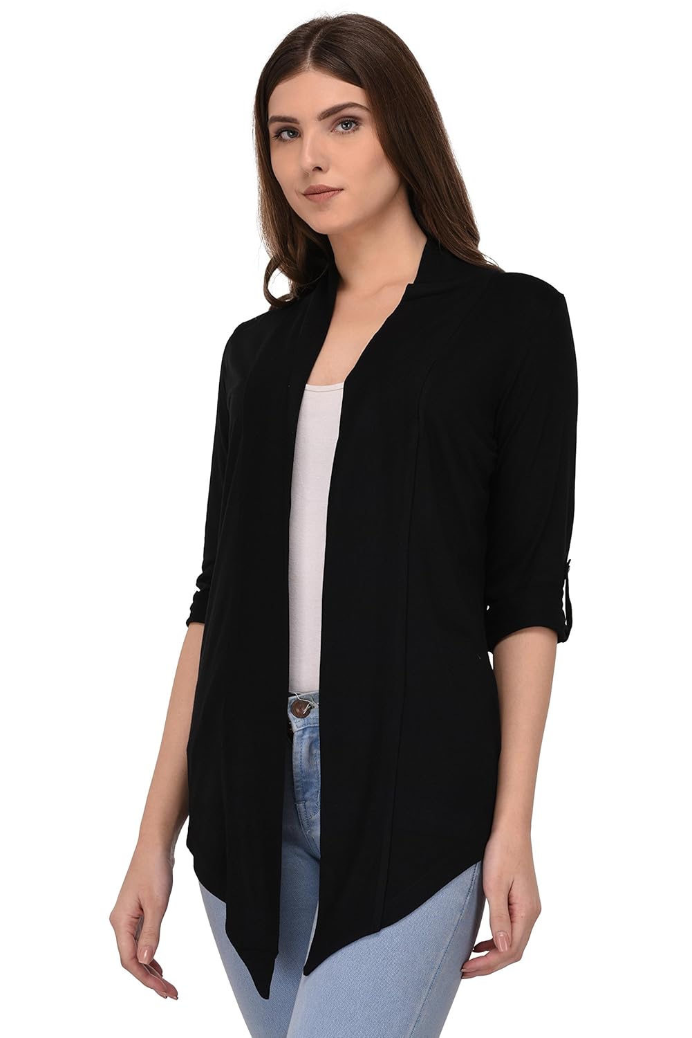 espresso women's 100% viscose waterfall shrugs with button foldable sleeve