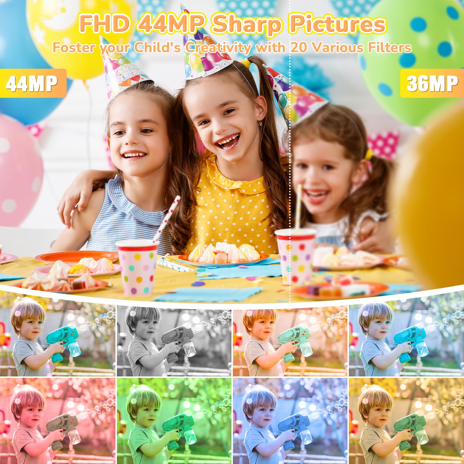 Digital Camera, Jukanur Upgraded FHD 1080P Digital Camera for Kids with 16X Zoom, Flashlight, 32GB Card, 44MP Point and Shoot Camera Compact Small Selfie Camera for Girls, Boys, Teens, Students,Pink