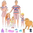 Family Dollhouse Dolls Playset - 6 People with Dollhouse Pets Included Pregnant Mom Dad 3 Kids and Accessories for 3-12 Years Old Toddlers Gift