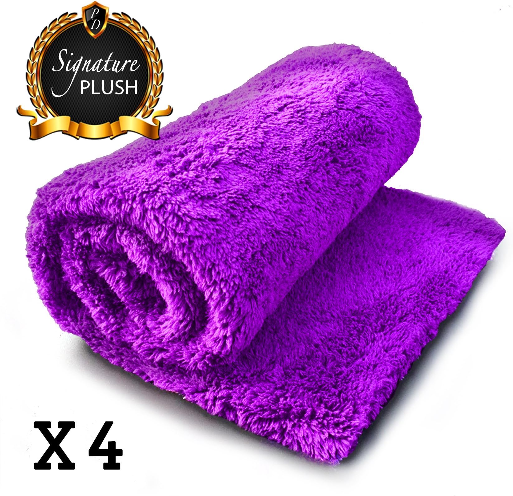 Pure Definition Edgeless Microfibre Towel - Plush Microfiber Cloth For Flawless Car Drying and Buffing, PACK OF 4, 40 x 60cm 465GSM