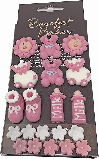 Edible Baby Shower Christening Cake Decorations With Flowers
