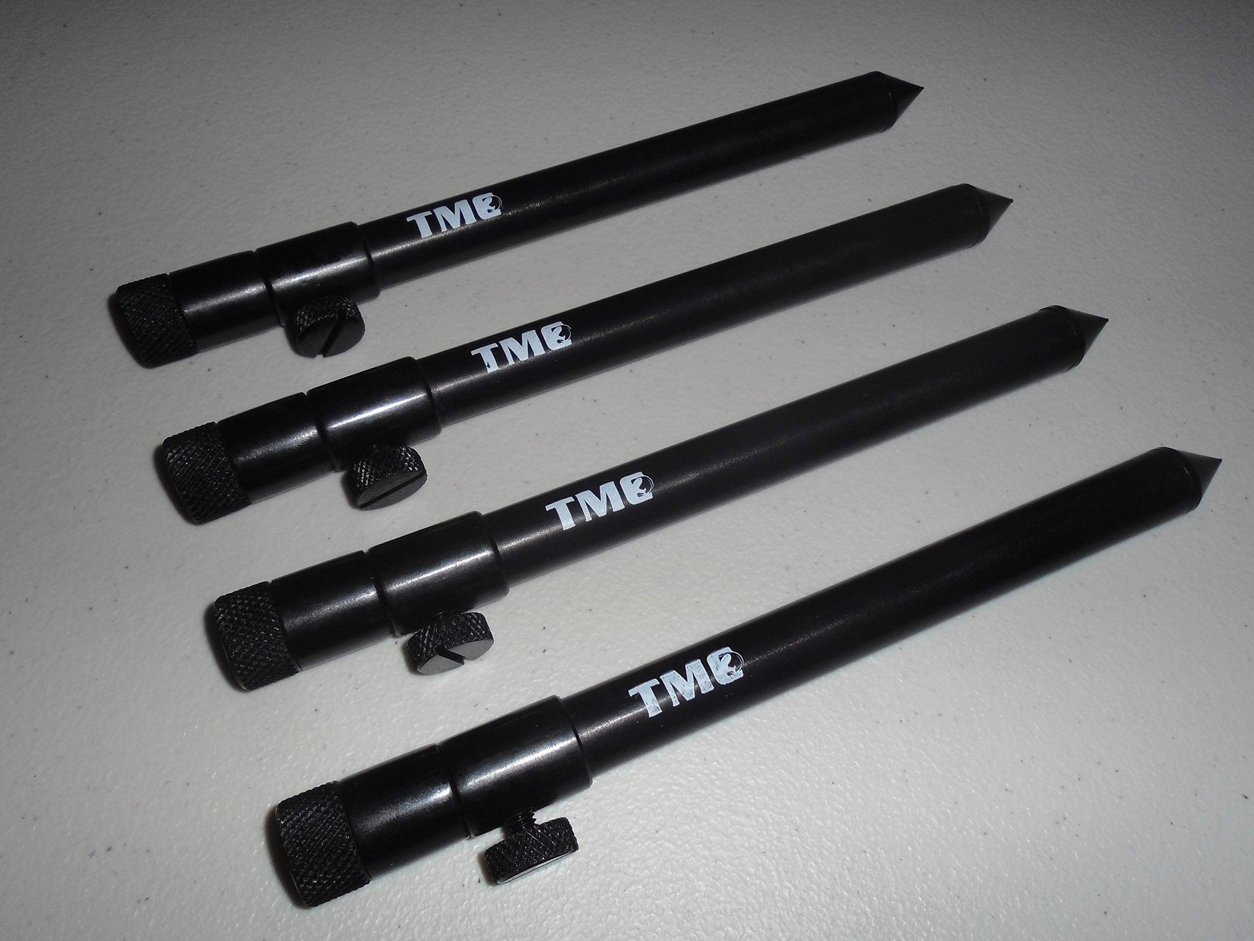 TMC 4 x Aluminium Bank Sticks 20-35 cm's. Rod Rests, Buzz Bar, Alarms. Fishing. 16mm Diameter