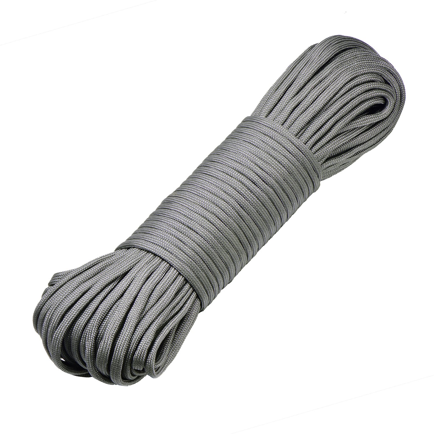DonDon 98 ft - 30 m nylon cord Paracord survival DIY rope cord for outdoor camping activities 0.6 inch - 4 mm - 7 strands grey