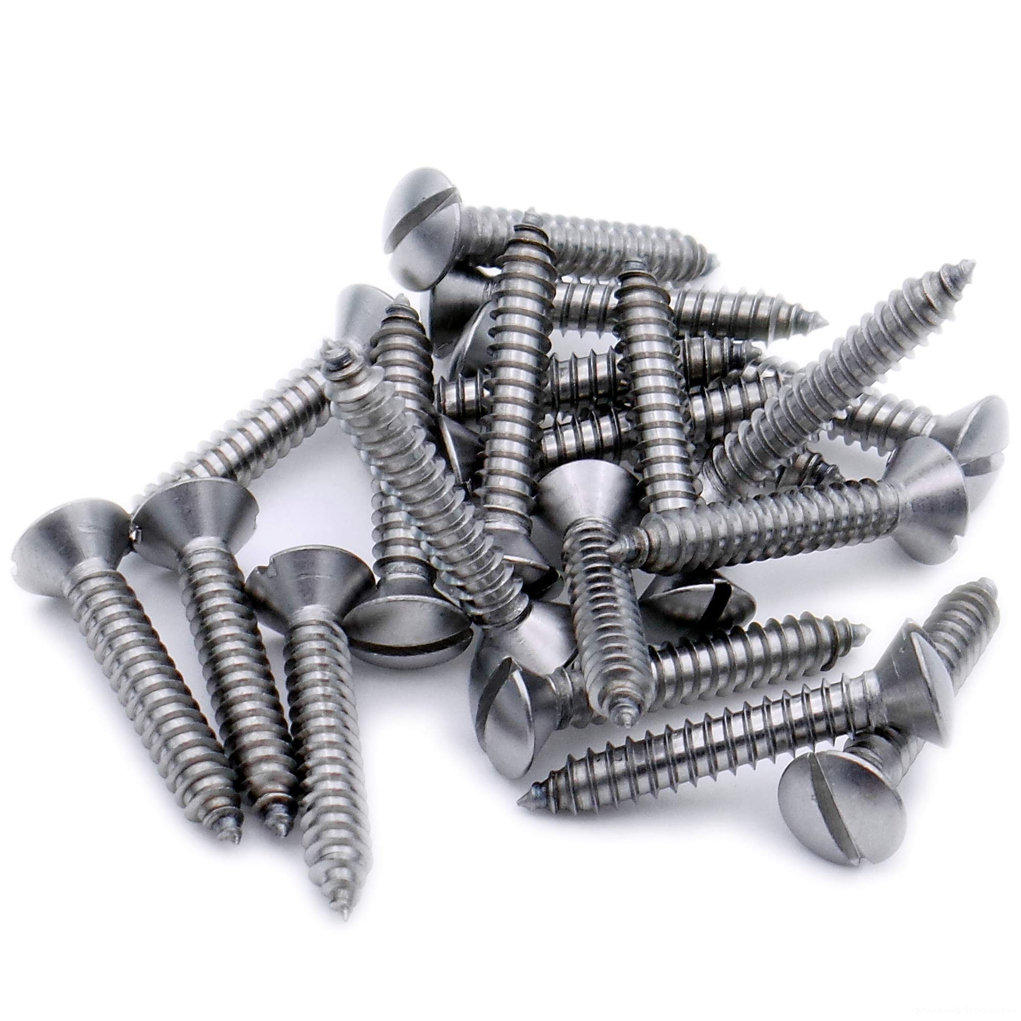 No.10 x 0.625 (4.8mm x 16mm) Slot Raised Countersunk Self-Tapping Screw - Stainless Steel (A2) (Pack of 20)