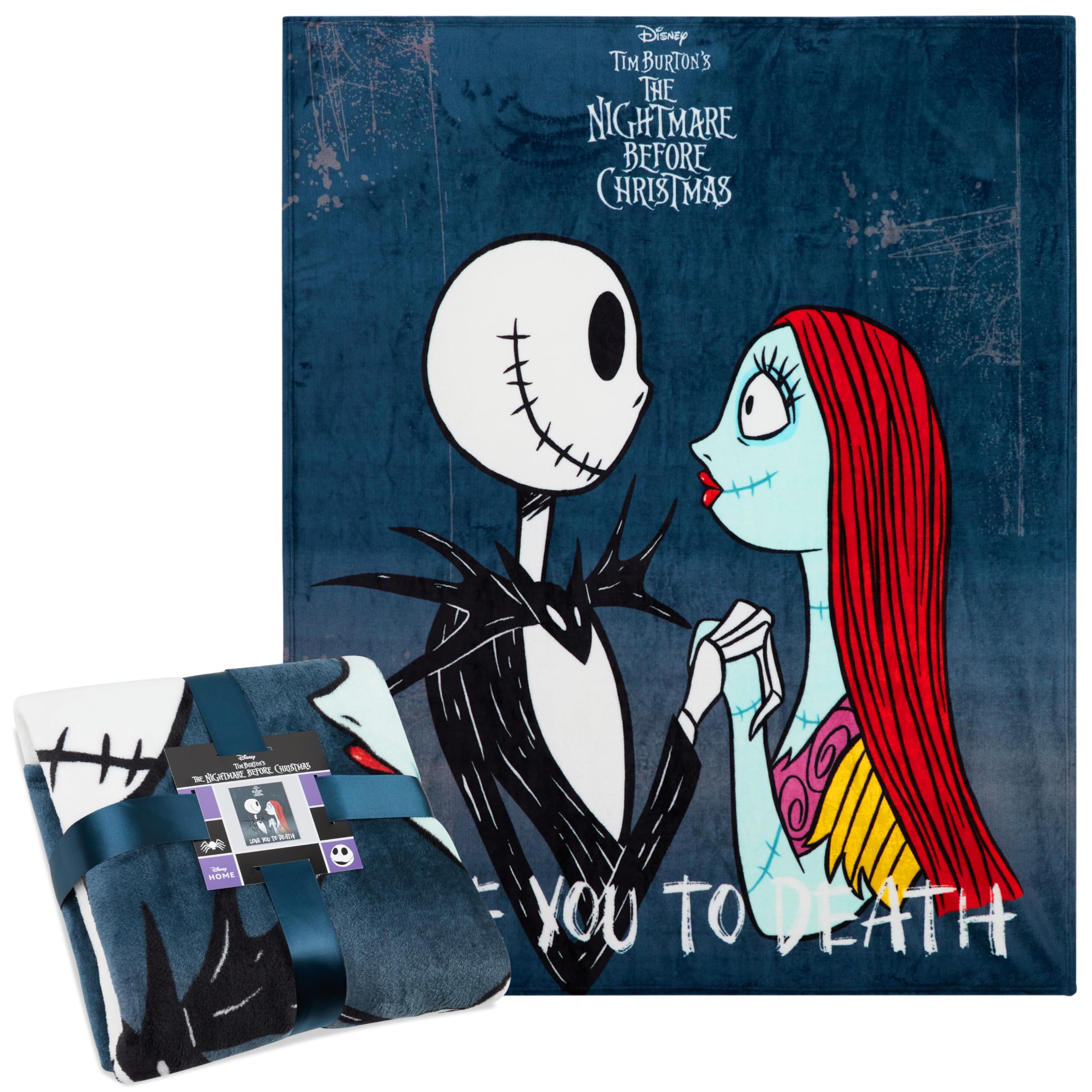 Disney The Nightmare Before Christmas Fleece Blanket 150 x 130cm, Soft Warm Bed & Sofa Throw Blanket, Secret Santa Xmas Gifts (Multi)
