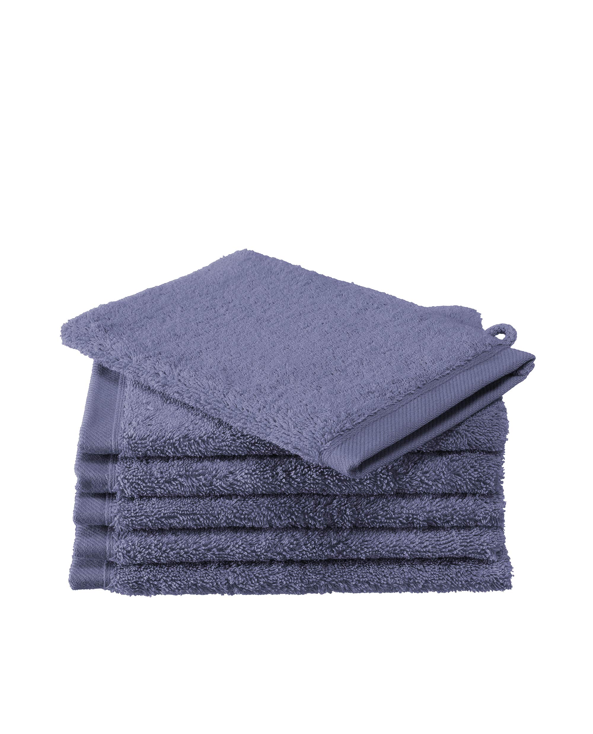 De Witte Lietaer Contessa Luxe Washcloths, Cotton, Sapphire Blue, 16 x 22 cm, Set of 6