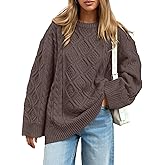 Trendy Queen Women's Oversized Cable Knit Crewneck Sweaters Cozy Winter Clothes
