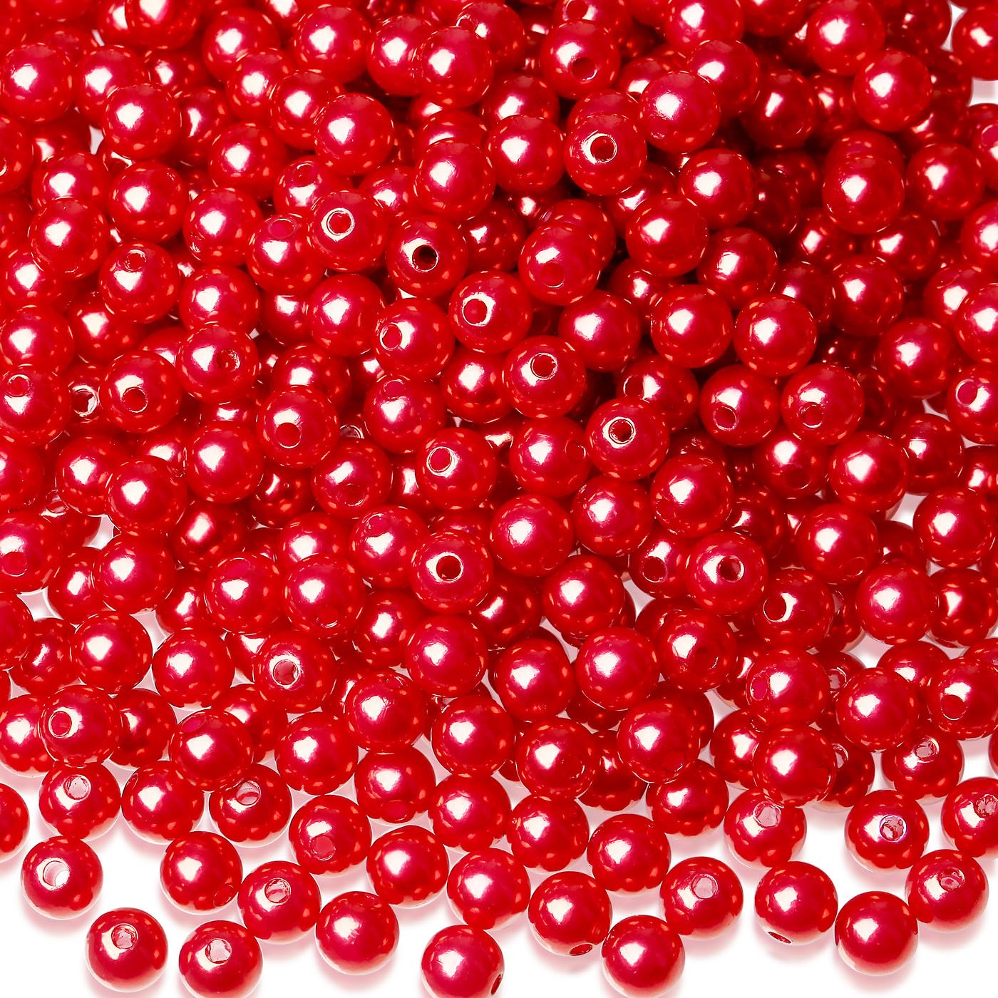 XIANNVXI 500pcs Polished Acrylic Plastic Red Beads 8mm Round Red Beads for Bracelet Making for Crafting for Jewelry Making — image 1