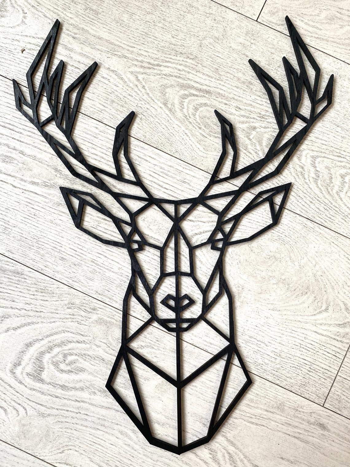 Deer Wall Decoration Wooden Deer Wall Deco Geometric Ornaments Minimalist Wall Art Hanging Decoration