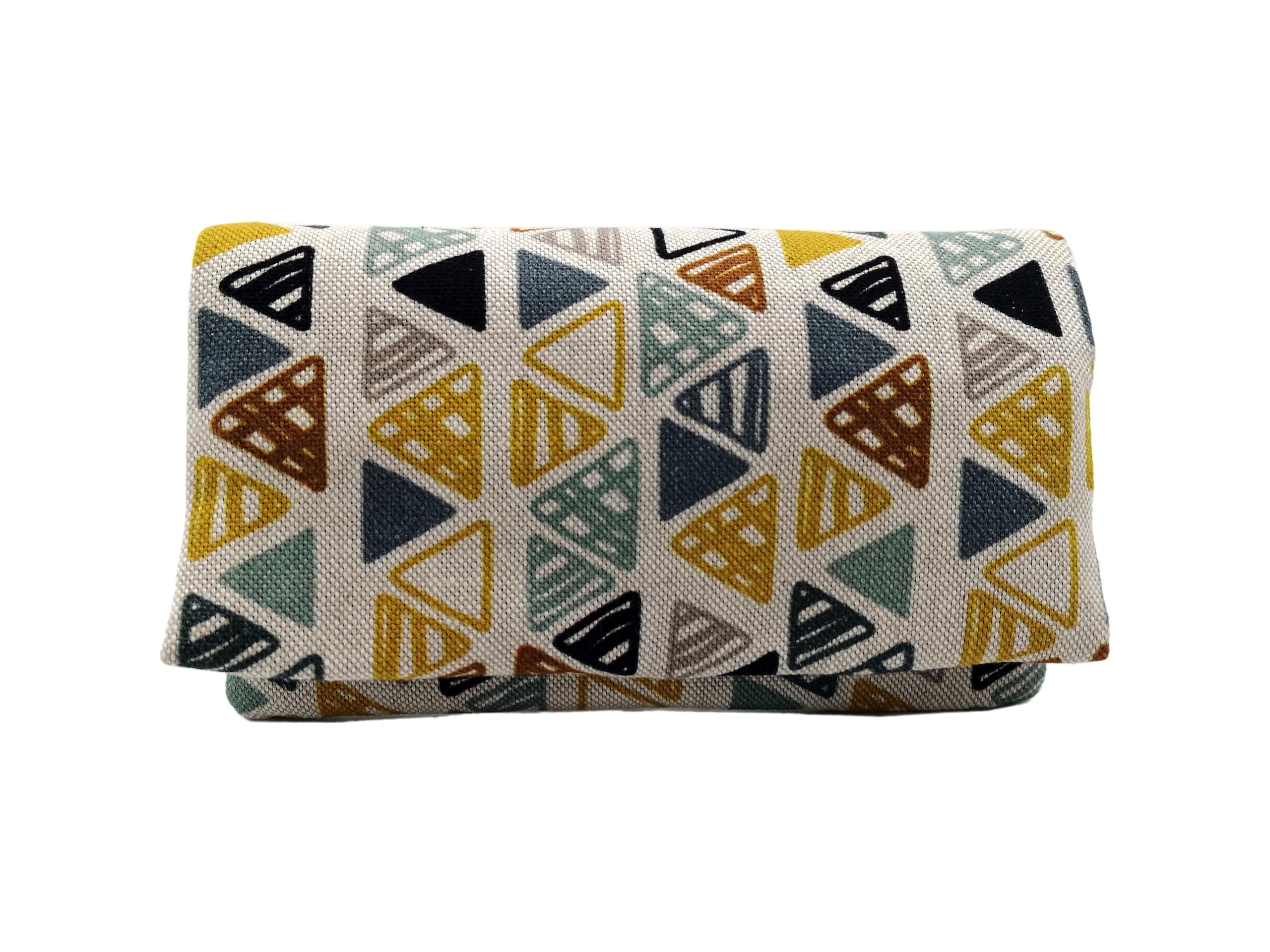 Plan B, Rolling Tobacco Cigarette Case, Yolo Utthita, 16 x 8.5 cm, 50 g, with EVA Rubber Bag, Multi-Coloured Triangles on Beige Background