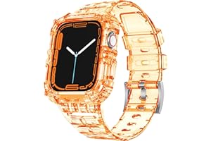 ABELTA Compatible with Clear Apple Watch Band 38mm 40mm 41mm 42mm 44mm 45mm with Protective Case,Shockproof band for iwatch Bands Series 8 7 6 5 4 3 2 1