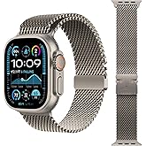 Milanese Loop Band Compatible with Apple Watch Bands Ultra 3/2/1 49mm 46mm 45mm 44mm for Women Men, Parachute-style Buckle Stainless Steel Metal Mesh Breathable Strap Bracelet for iWatch Series 11 10 SE 9 8 7 6 5 4