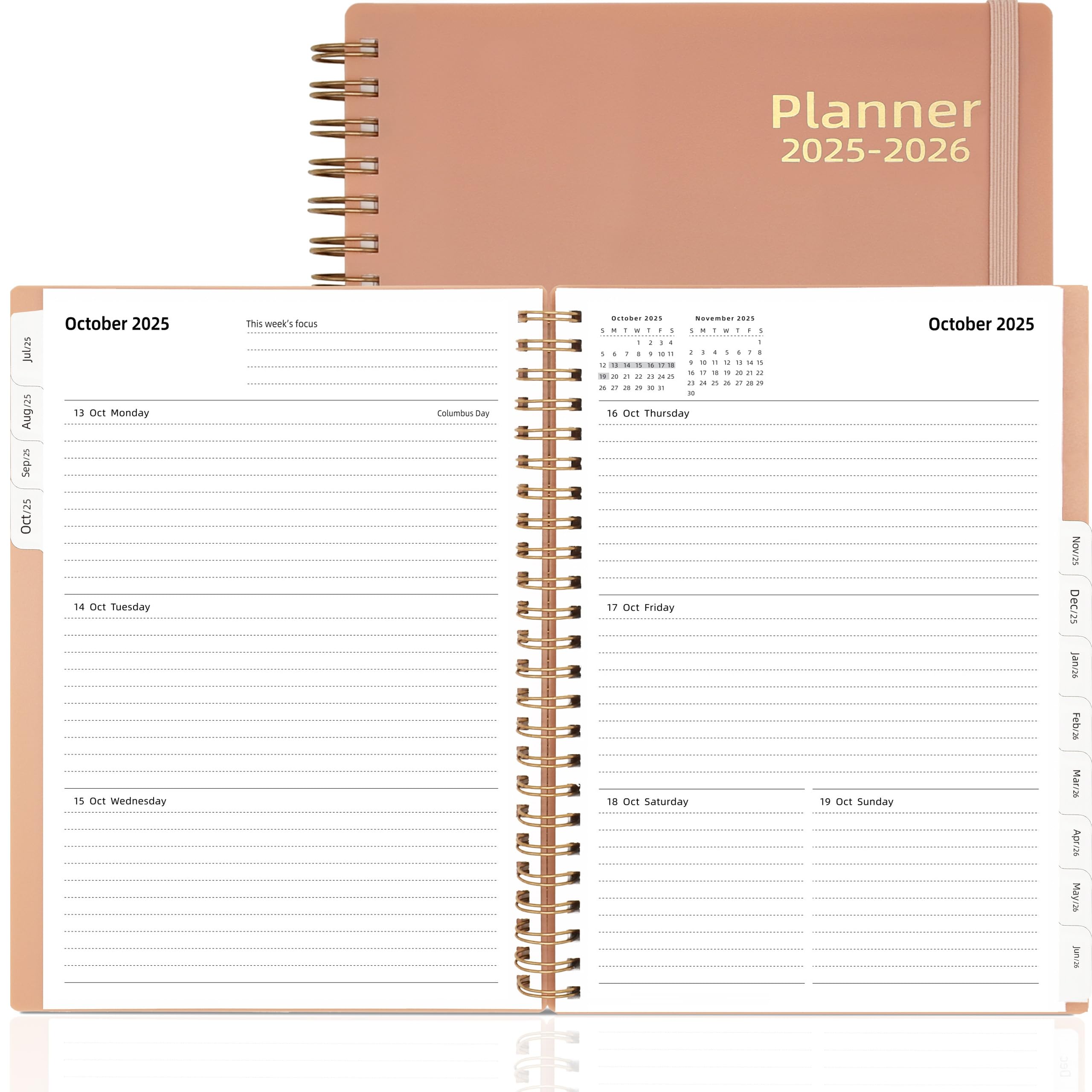 Photo 1 of Day Planner 2025-2026, Jul.2025-Jun.2026, 6.2" x 8.4", 2025 Planner Weekly and Monthly, 2025 Agenda Planner with Tabs & Pocket, 100GSM Thick Paper, Pink