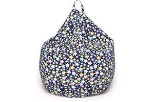 YuppieLife Kids Storage Bean Bag Cover（No Filling） Toy Organizer|Carrying Handle Sofa|Available for Kids and Teenager|Cuddle Chair|Machine Washable and Durable（38“,Blue Flowers）