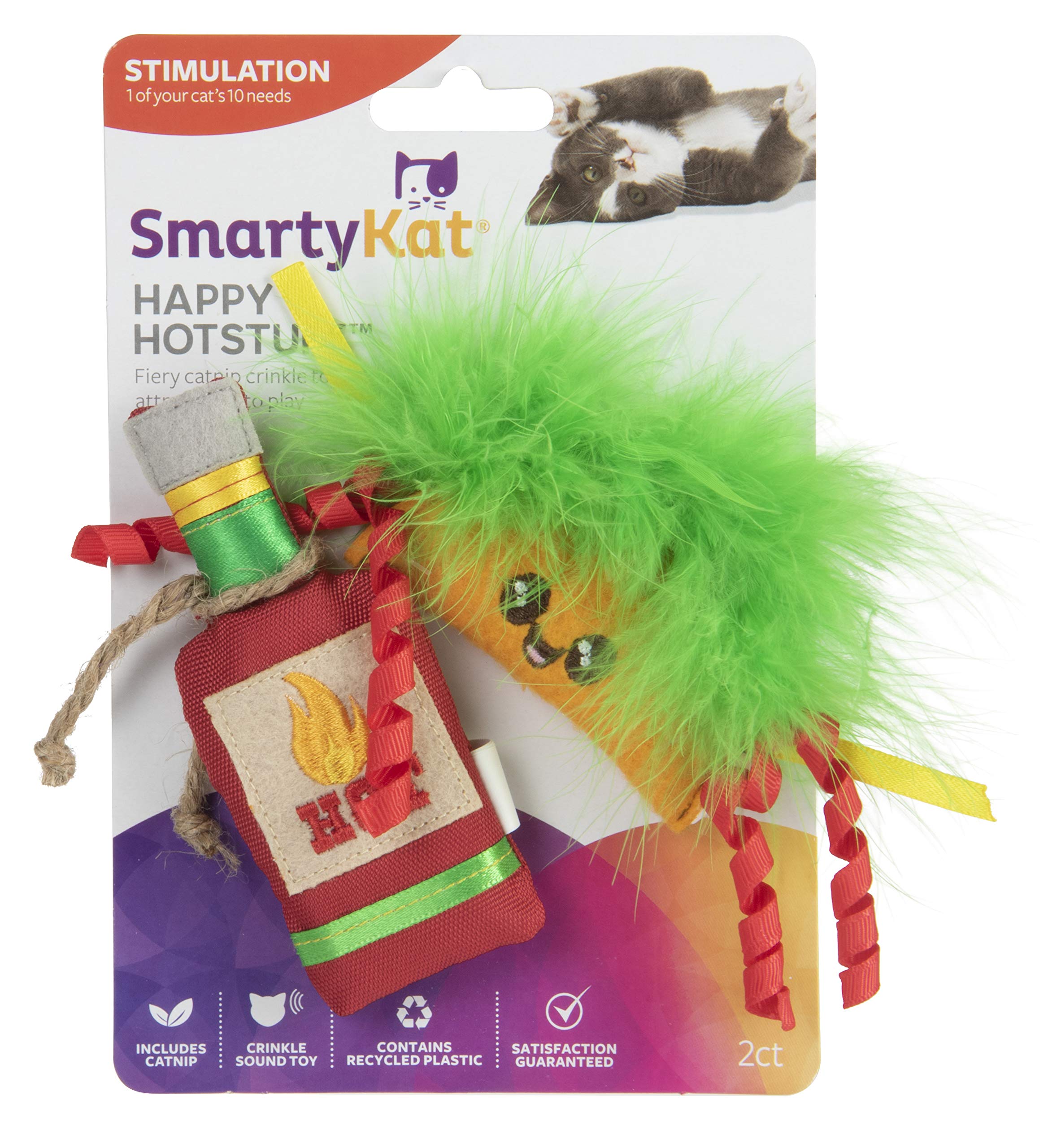 SmartyKat(2 Count Happy Hotstuff Taco & Hot Sauce Crinkle Catnip Cat Toys - Multi Color, 2 Count