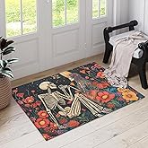 Skull Colorful Flower Indoor Door Mat, Outdoor Entrance Doormat for Entryway Kitchen Bathroom 17 X 29 Inch