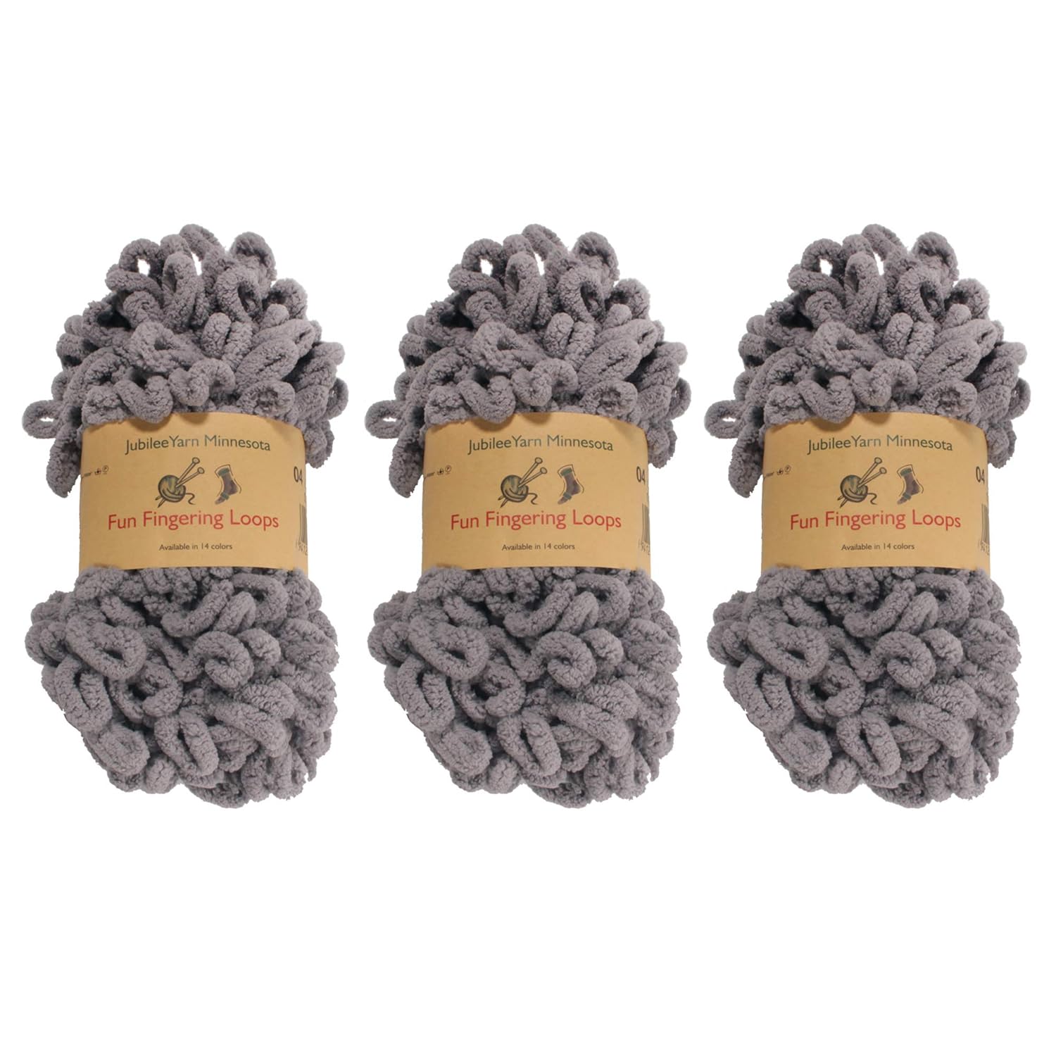 Bamboomn Finger Knitting Yarn Fun Finger Loops Yarn 100 Polyester Grey 3 Skeins