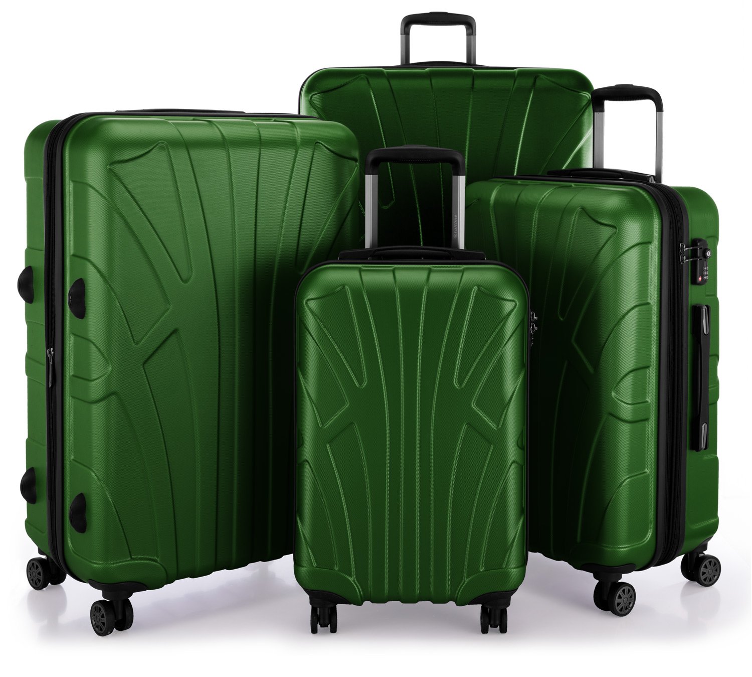 Suitline - Set of 4 Hard-Side Luggages Trolley Hardside Hard Shell Suitcase Expandable, TSA, (S, M, L & XL), Green