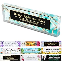 Office Desks Name Plate Personalized Custom Clear