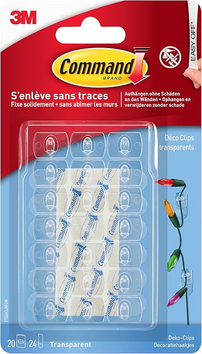 Command 17017CLRN Decorative Clips Transparent Strips Mini 17026CLR