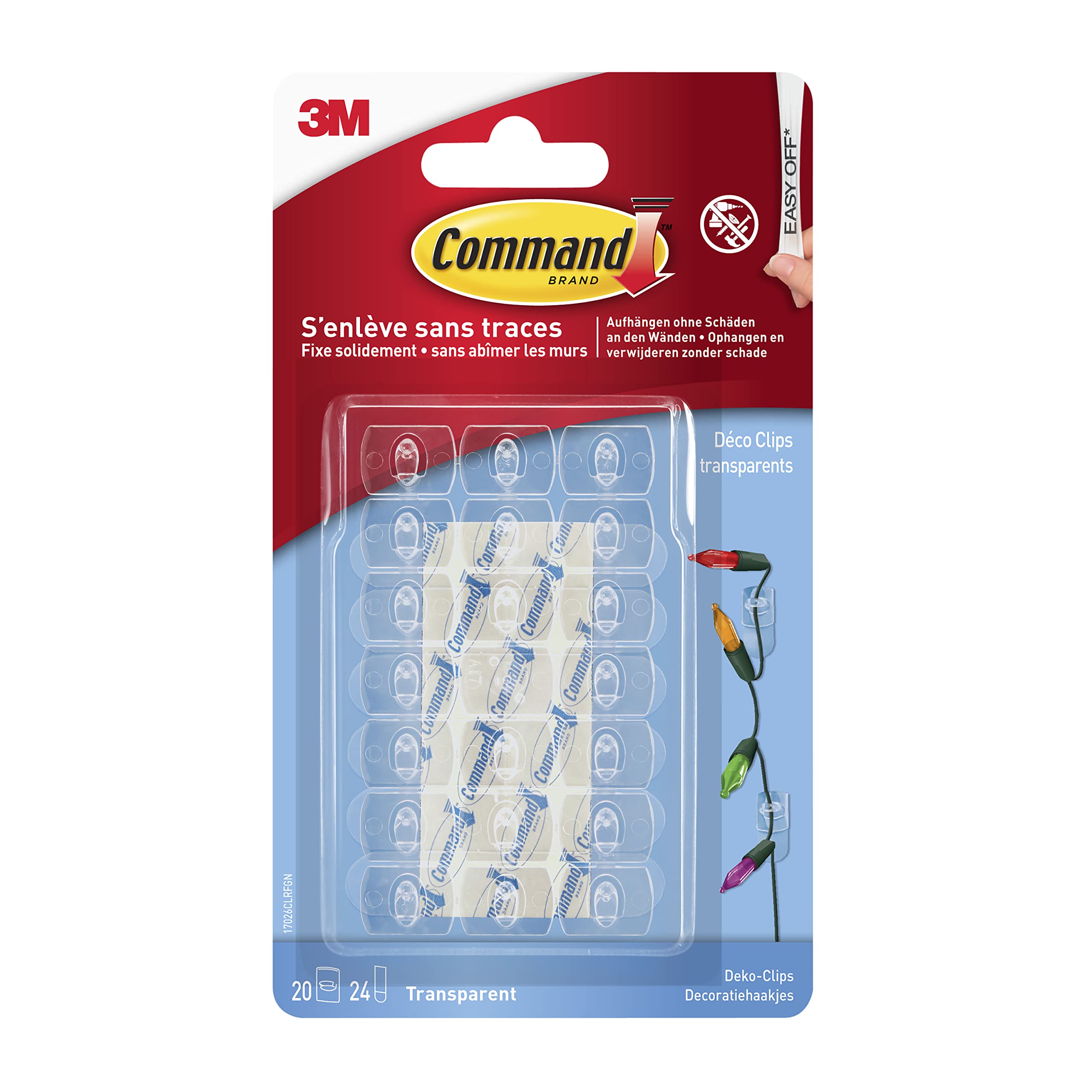 Command 17017CLRN Decorative Clips, Transparent, Strips, 17026CLR, Mini