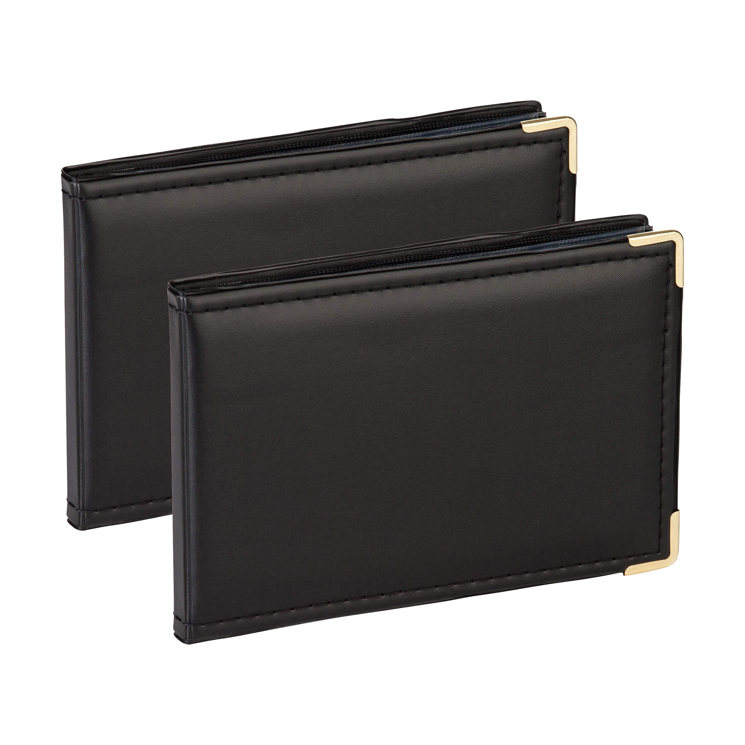 Kenro APL Photo Albums (Pack of 2) - 6x4 Photo Album (10cm x 15cm) for 36 Photos. Landscape Photo Album with Gilt Corners & Protective Cover. Black Leather Look, Carlton Series - APL150