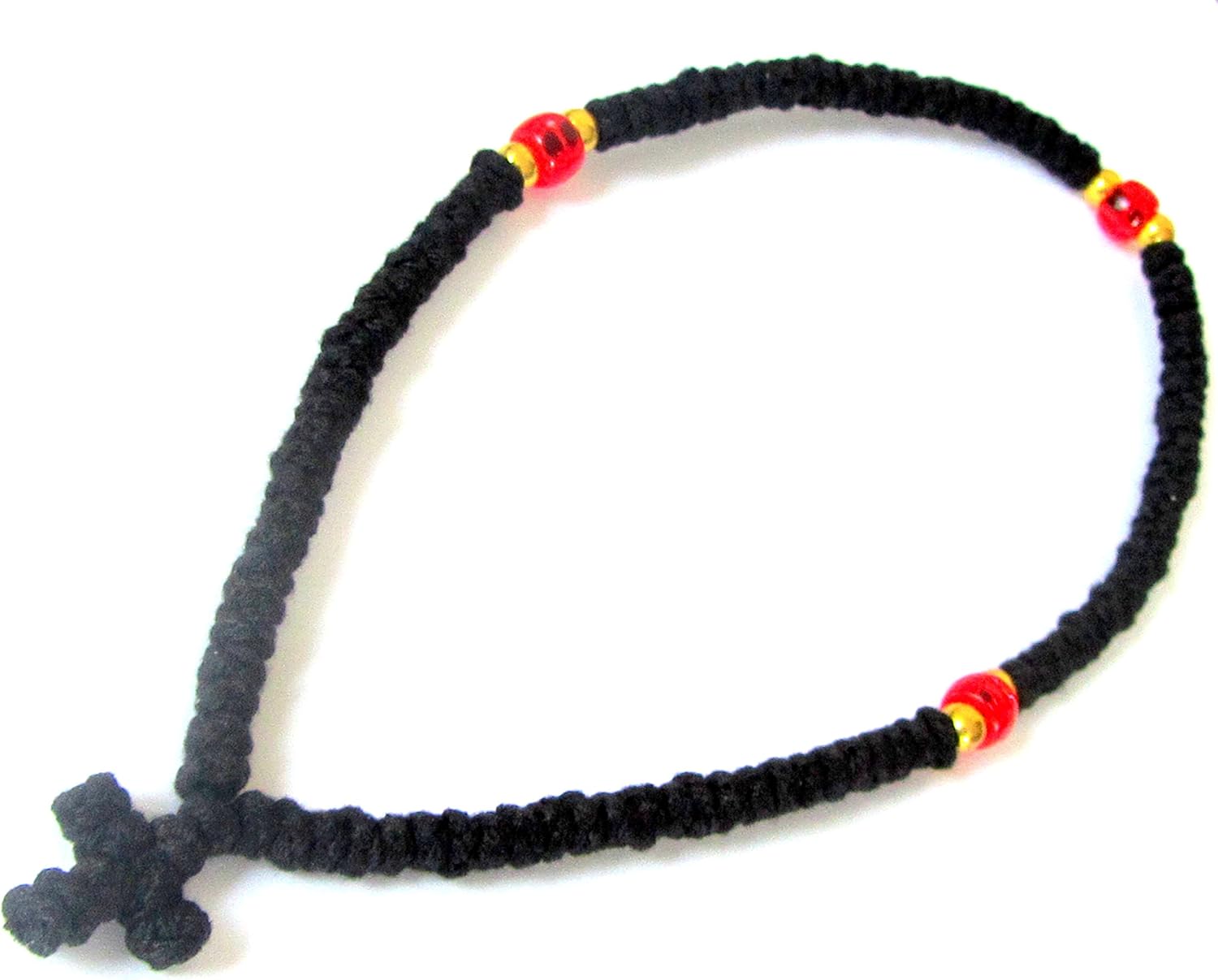 IconsGr Handmade Blessed Christian Orthodox Komboskoini Prayer Rope 100 Knots Wool Pendant black 1 - Image 4