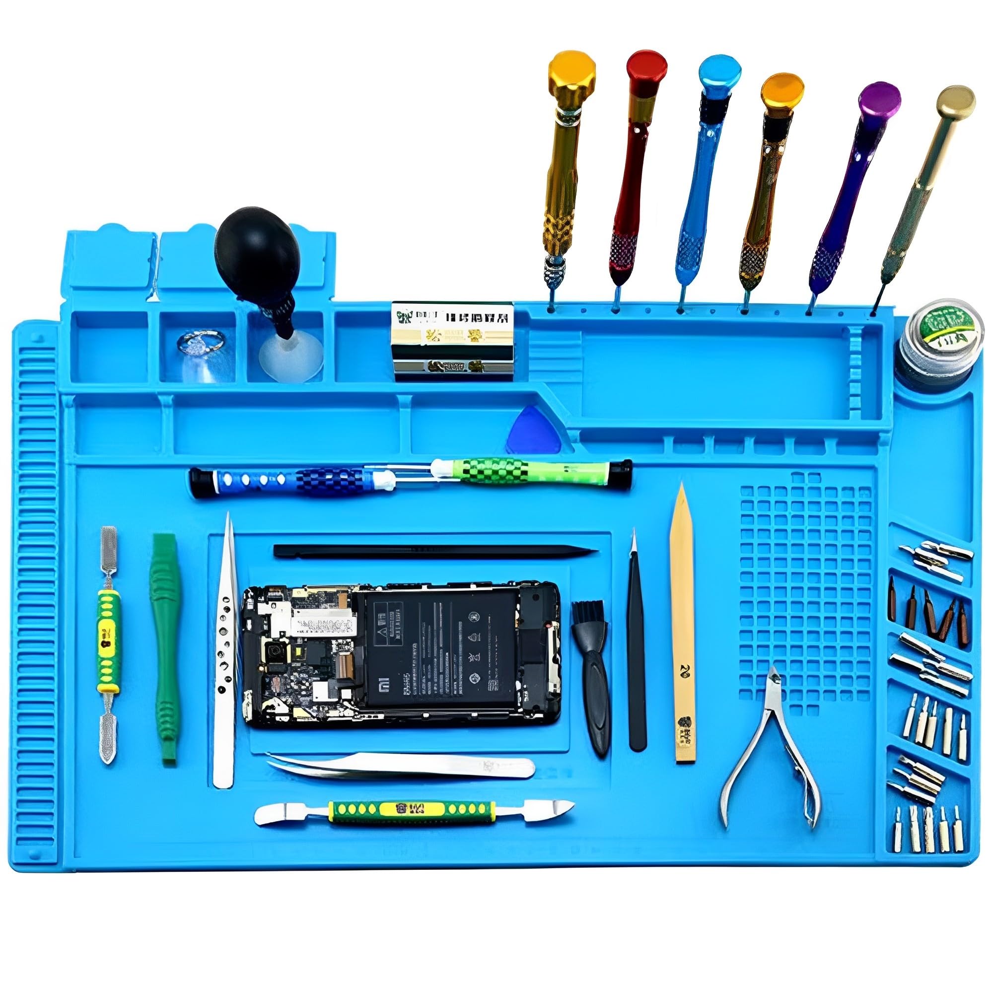 XSQD Silicone Soldering mat, Multi Functional Heat Insulation Soldering Mat, Magnetic Silicone High-temperature Anti-corrosion and Static Electricity, Computer and Mobile Phone Repair Mat 45*30CM