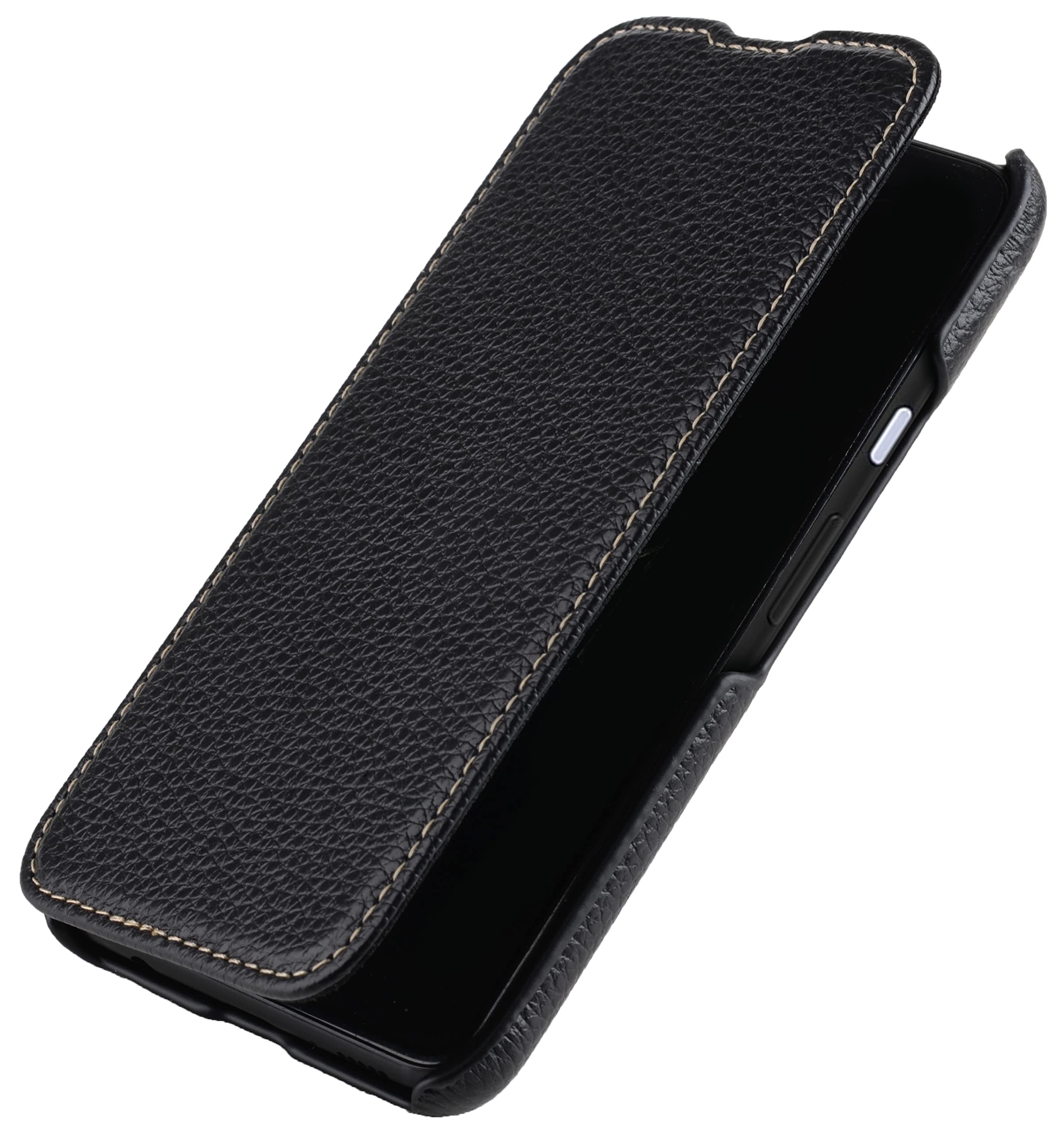 StilGut Book Case Compatible with Google Pixel 4a 4G Leather Flip Case Mobile Phone Cover Leather Case - Black