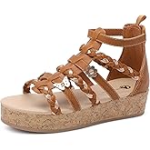 shoeslocker Girls Sandals Flatform Wedge Open Toe Summer Shoes Little Big Kid Flower Girl Heels Dress Shoes