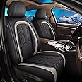 IKABEVEM Full Car Seat Covers Leather Car Seat Covers Fit for Mitsubishi Eclipse Cross 2018-2025 Waterproof and Anti Staining Auto Protector 2 Rows 5 Seats(Black & White)