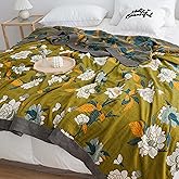 Shesyuki Boho Throw Blanket for Bed - 100% Pure Cotton Ultra Soft Rustic Quilt - Farmhouse Decor Bed Blankets, All Season Rustic Throw for Sofa Couch Chair(60"×80", Flower Branch)