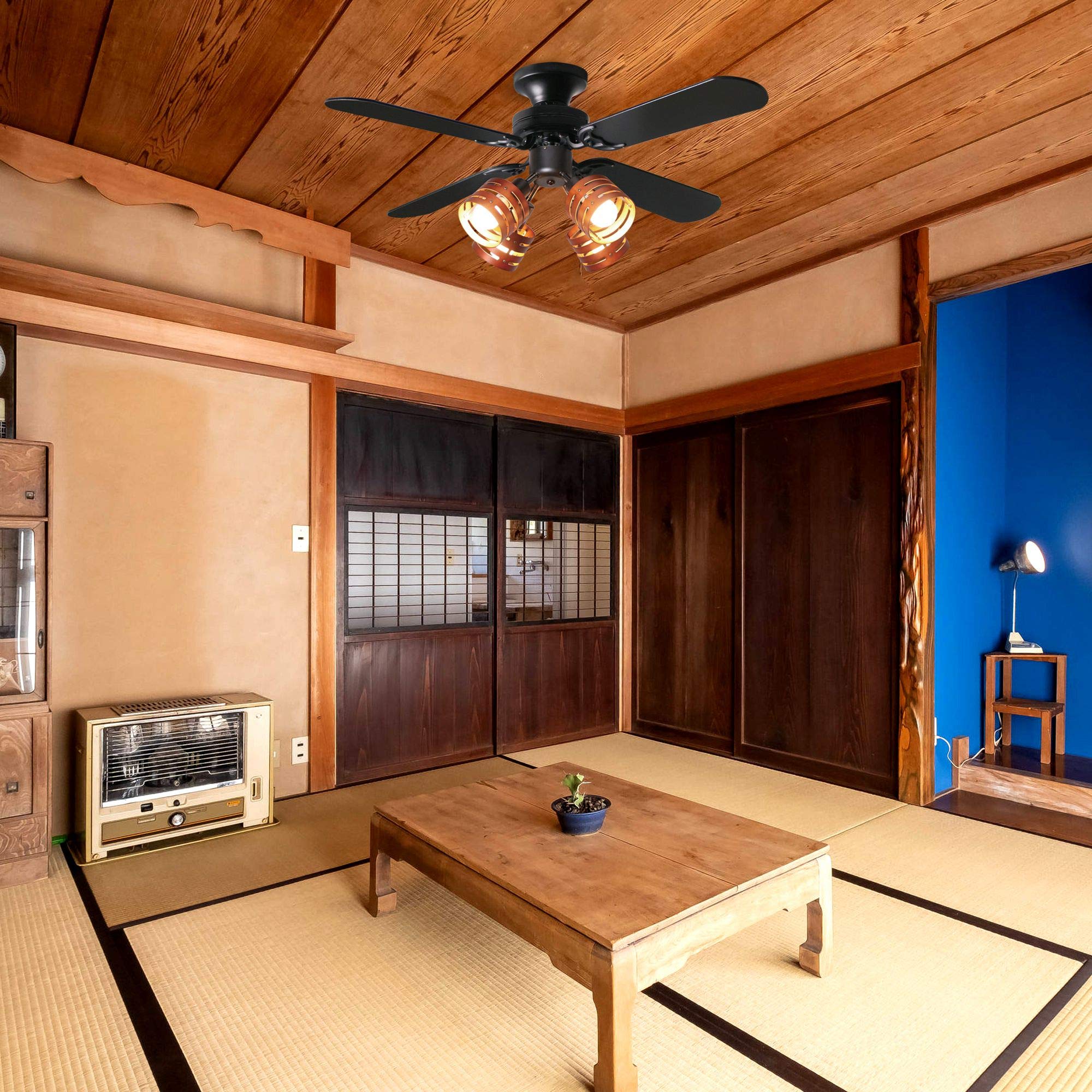 Parrot Uncle Ceiling Fan Light, Reversible, Remote Control, LED Compatible, Energy Saving, Air Flow Control, Ceiling Light, Living Room, Ceiling Fan, Cooling Effect, Japanese Instruction Manual