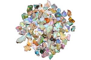 Jaguar Gems Natural Raw Ethiopian Opal Gem Stone, A Grade Rough Opal Crystals Wholesale, Bulk, Lot, Supplies, Chunky Fire Opal, Chakra Healing Crystals, Good Luck Stone, (100gm)