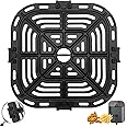 Air Fryer Grill Pan for COSORI Air Fryer Pro LE 5 Qt, Non-Stick 8.23’’×8.23’’Square Rack Replacement Parts Accessories Grill Plate Crisper Plate Tray with Rubber Bumpers, Dishwasher Safe