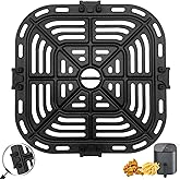 Air Fryer Grill Pan for COSORI Square Air Fryer Pro LE 5 Qt, Non-Stick 8.26’’*8.26’’ Air Fryer Rack Replacement Parts Accessories Grill Plate Crisper Plate Tray with Rubber Bumpers, Dishwasher Safe