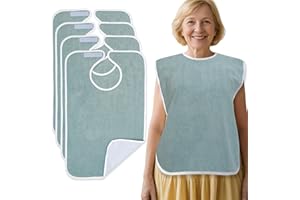 Tanter Adult Bibs for Men and Women, Waterproof, Super Soft Absorbent Terry Cloth, Blue
