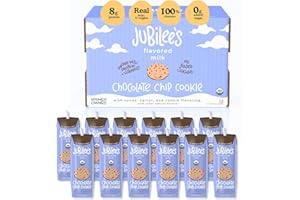 JUBILEE'S Jubilee’s Organic Shelf-Stable, High Protein Milk Boxes for Kids, Chocolate Chip Cookie Flavor, Zero Added Sugar, Individual 8 oz Drink (12 Pack)