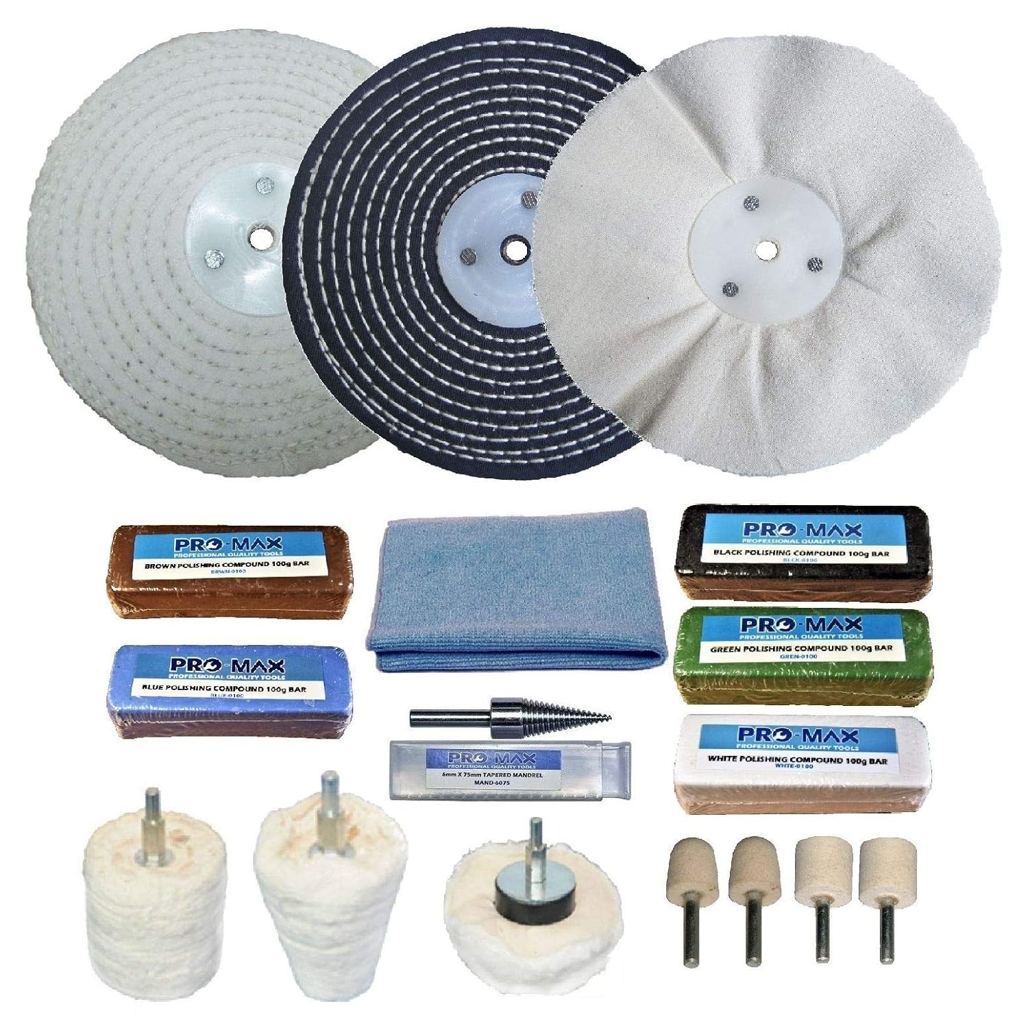 ProMax Aluminium Alloy Brass Steel 17pc Metal Polishing Buffing Kit 4