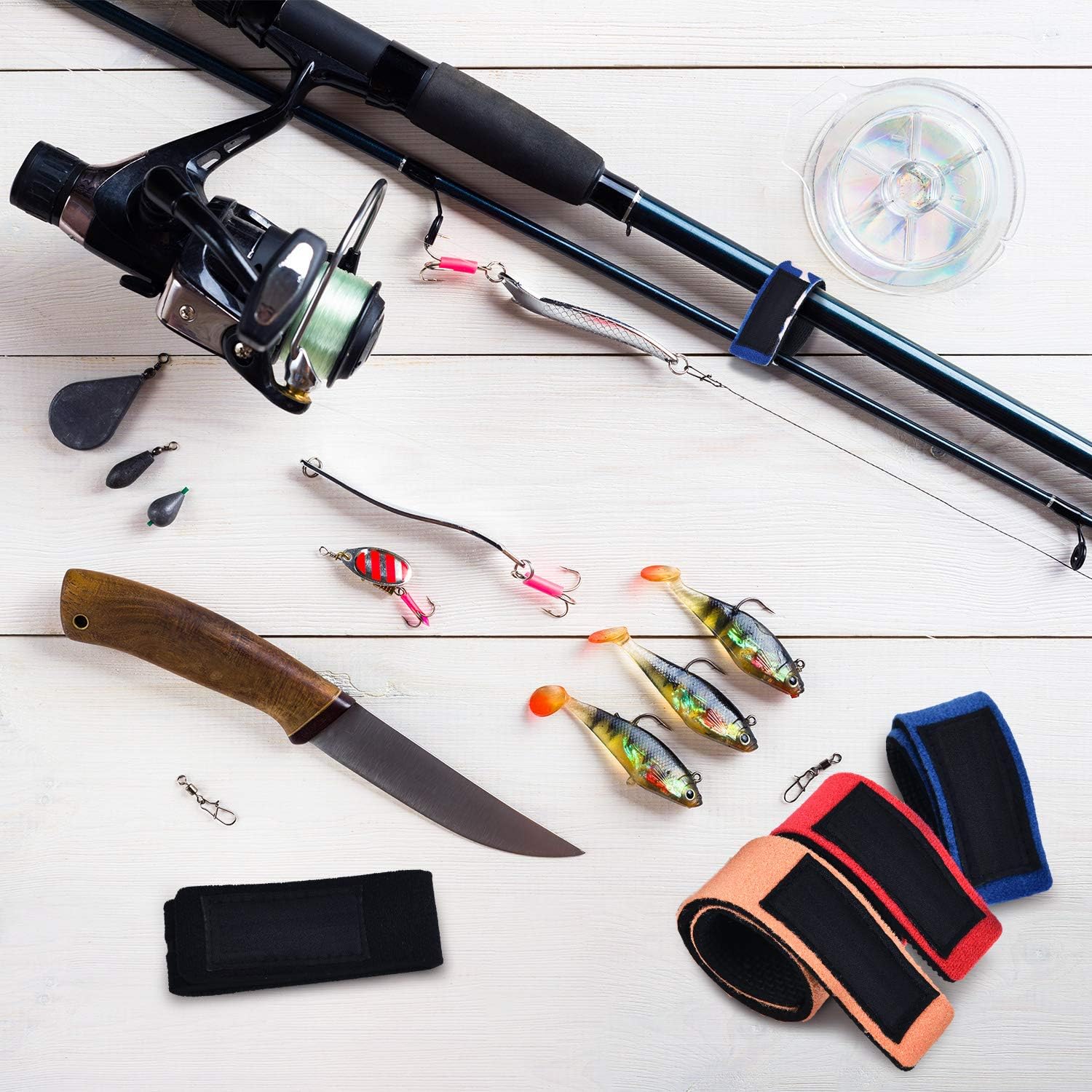 20 Pieces Fishing Rods Belt Ties Stretchy Rod Straps Casting Rod Straps Holders for Fishing Tackle Tie Bag Accessories: Clothing