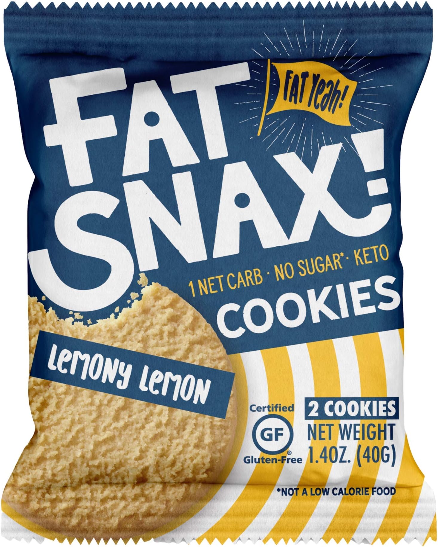 Fat Snax Cookies - Low Carb, Keto, and Sugar Free (Lemony Lemon, 12-Pack (24 Cookies)) - Keto-Friendly & Gluten-Free Snack Foods