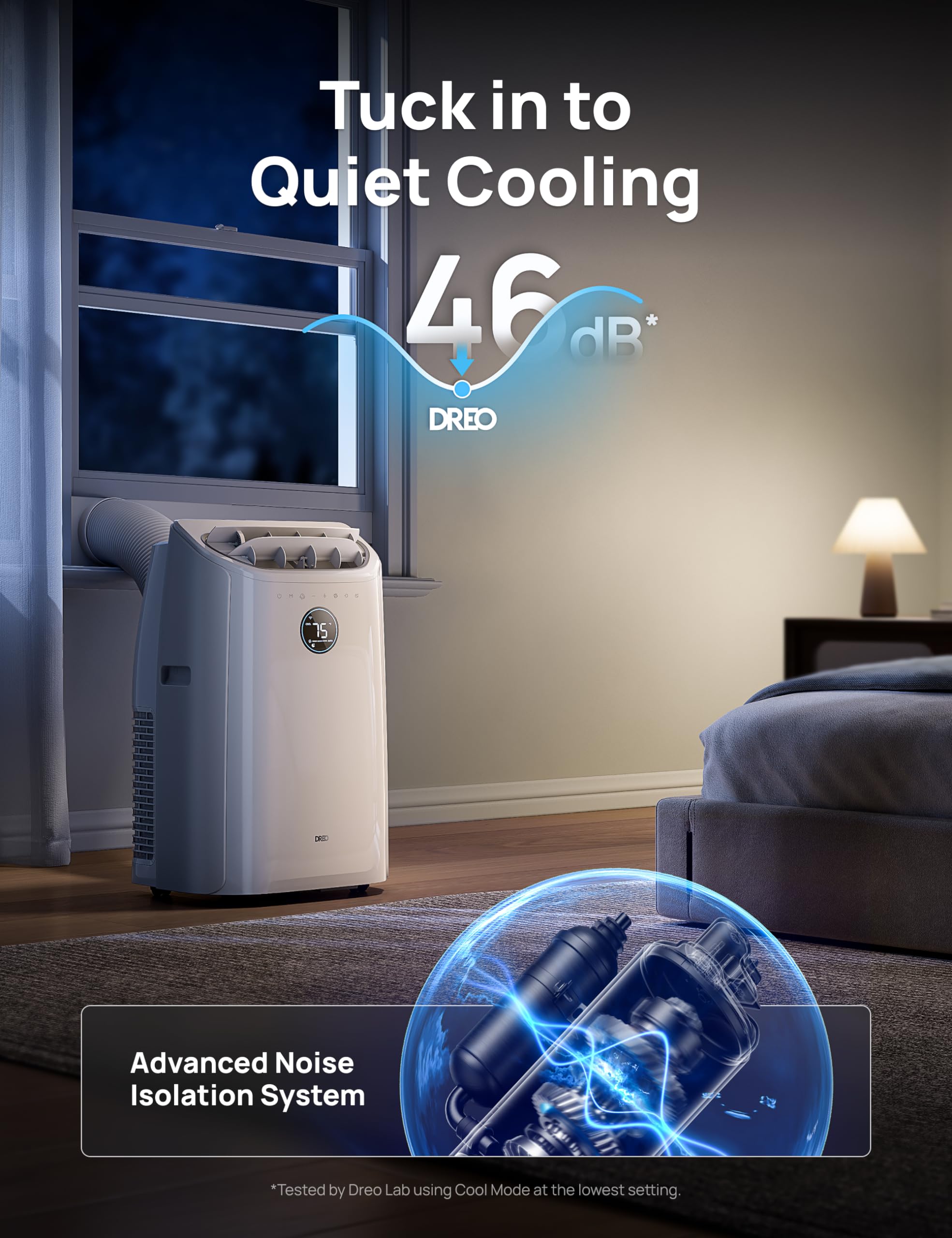 Dreo Portable Air Conditioners, 12,000 BTU AC Unit for Bedroom with Drainage-free Cooling, 46dB Quiet, APP/Voice/Remote, 24h Timer with Fan & Dehumidifier, Smart Standing AC for Room Indoors, AC515S