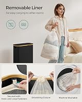 SONGMICS 65L Slim Laundry Basket with Lid Oxford Fabric Bamboo Handles LCB506B01 view 5