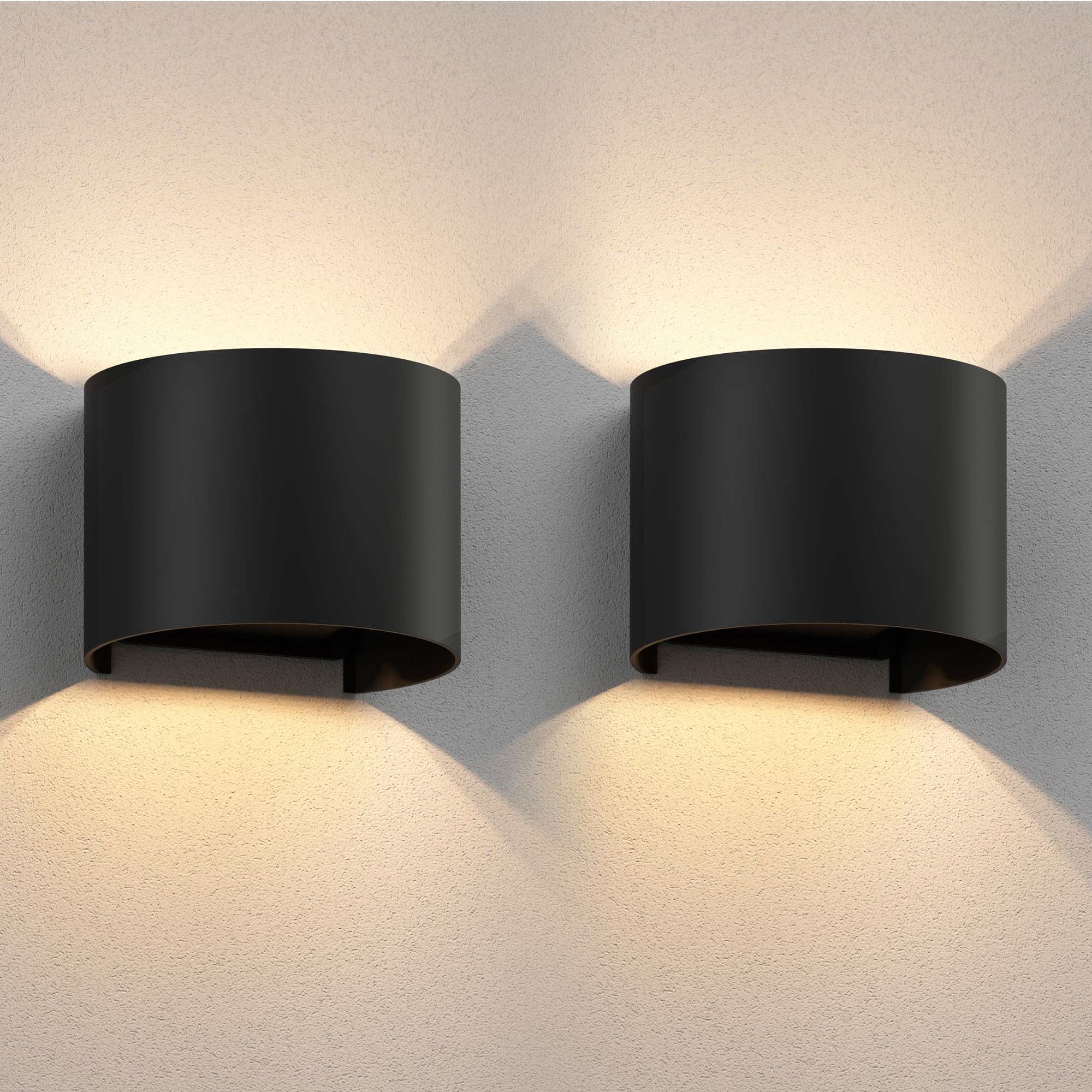 ledscom.de 2 x wall Light RUNEL for Outdoors, IP65, up/Downlight, Black matt, Round, 1x G9 max. 10W — image 1